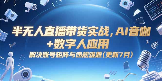 （15280期）半无人直播带货实战，AI音咖+数字人应用 解决账号矩阵与违规难题(更新7月)-赛德副业库