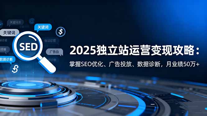 (16371期)2025独立站运营变现攻略:掌握SEO优化、广告投放、数据诊断,月业绩50万+-赛德副业库