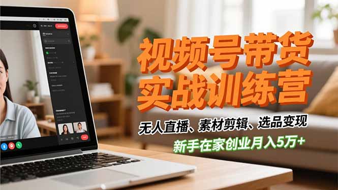 (16762期)视频号带货实战训练营,无人直播、素材剪辑、选品变现,新手在家创业月入5万+-赛德副业库
