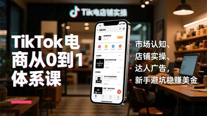（16818期）TikTok电商从0到1体系课，市场认知、店铺实操、达人广告，新手避坑稳赚美金-赛德副业库
