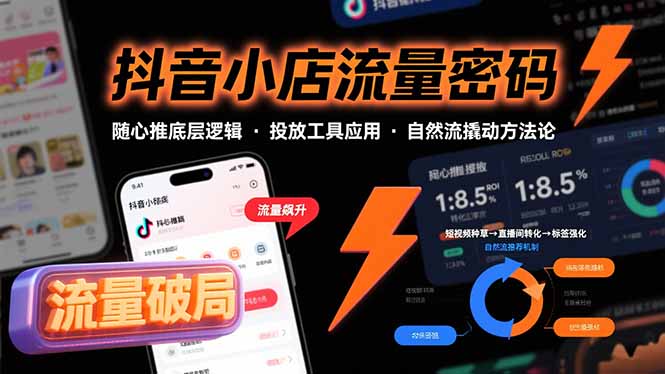 (15680期)抖音小店流量密码,随心推底层逻辑,投放工具应用,自然流撬动核心方法论-赛德副业库
