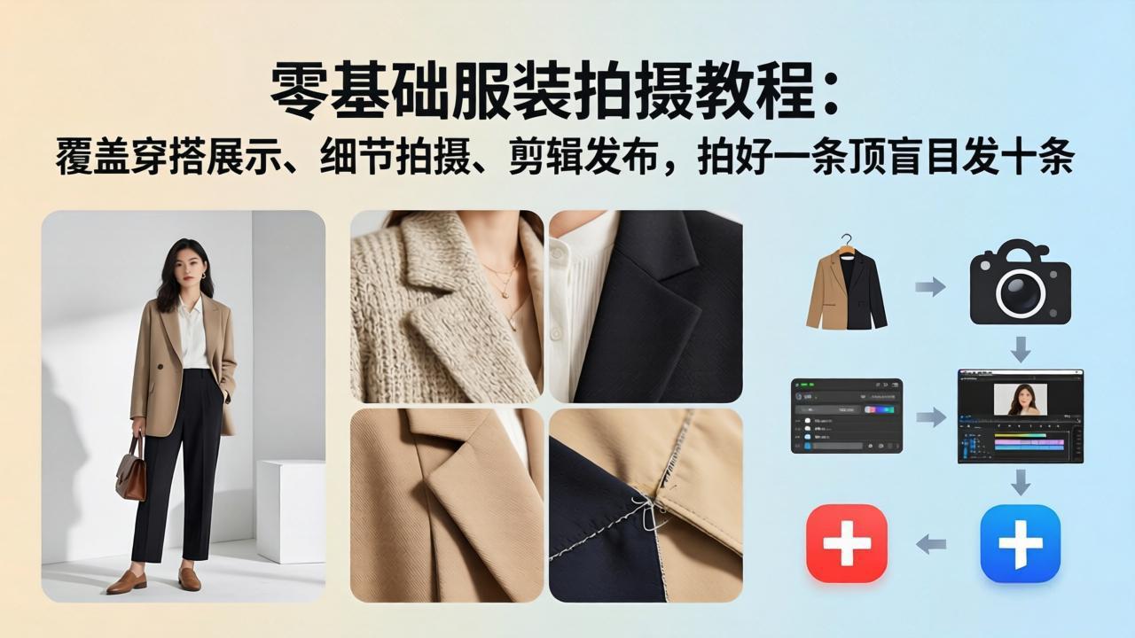 (17829期)零基础服装拍摄教程:覆盖穿搭展示、细节拍摄、剪辑发布,拍好一条顶盲目发十条-赛德副业库