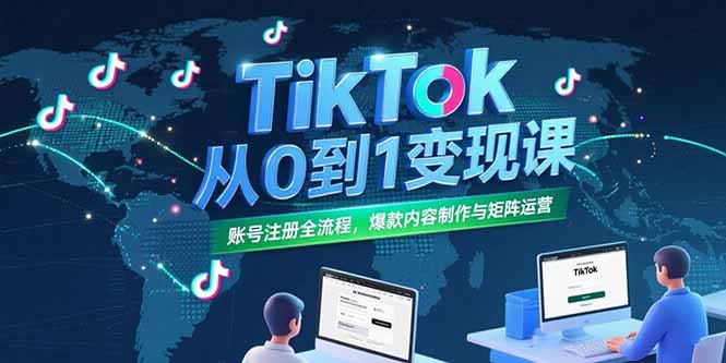 (15346期)TikTok从0到1变现课,账号注册全流程,爆款内容制作与矩阵运营-赛德副业库