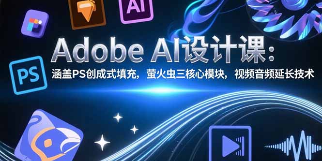 (15469期)Adobe AI设计课:涵盖PS创成式填充,萤火虫三核心模块,视频音频延长技术-赛德副业库