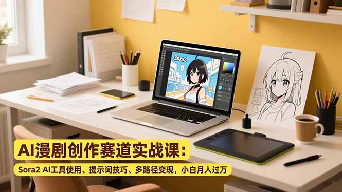 (16936期)AI漫剧创作赛道实战课:Sora2 AI工具使用、提示词技巧、多路径变现,小白月入过万-赛德副业库