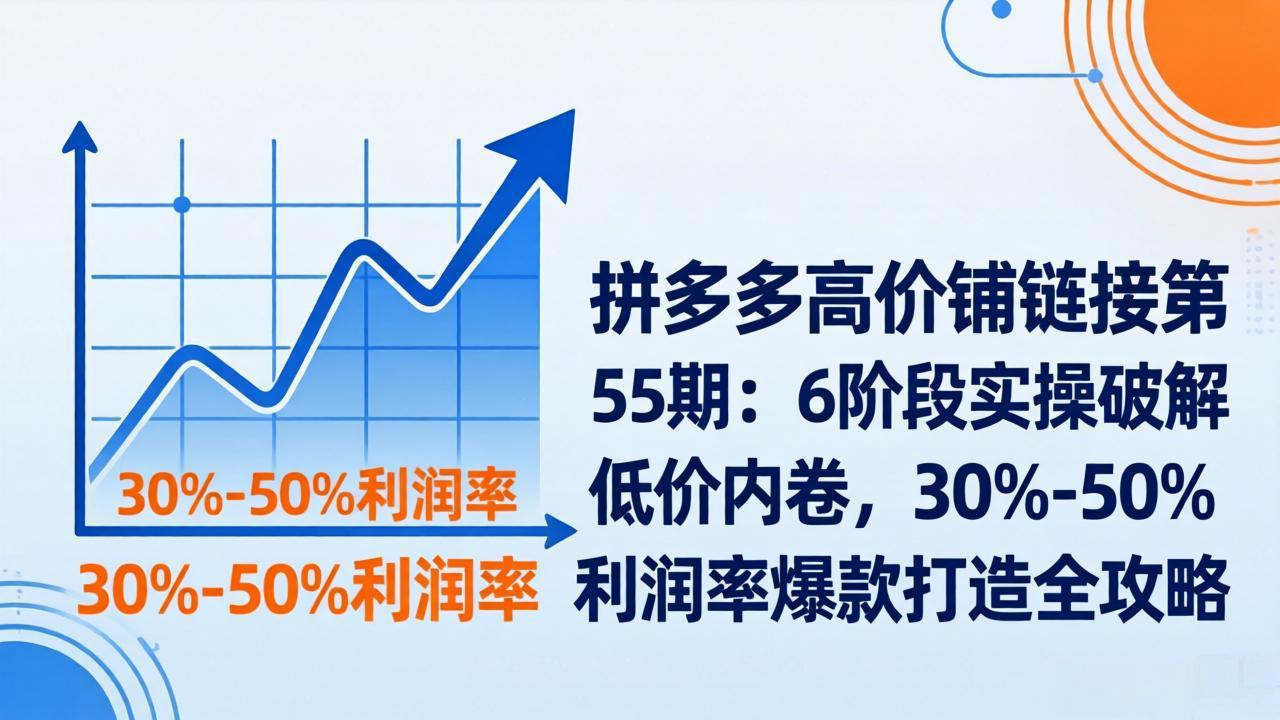 （17698期）拼多多高价铺链接第55期：6阶段实操破解低价内卷，30%-50%利润率爆款打造全攻略-赛德副业库