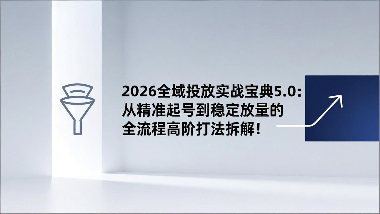 (17156期)2026全域投放实战宝典5.0:从精准起号到稳定放量的全流程高阶打法拆解!-赛德副业库