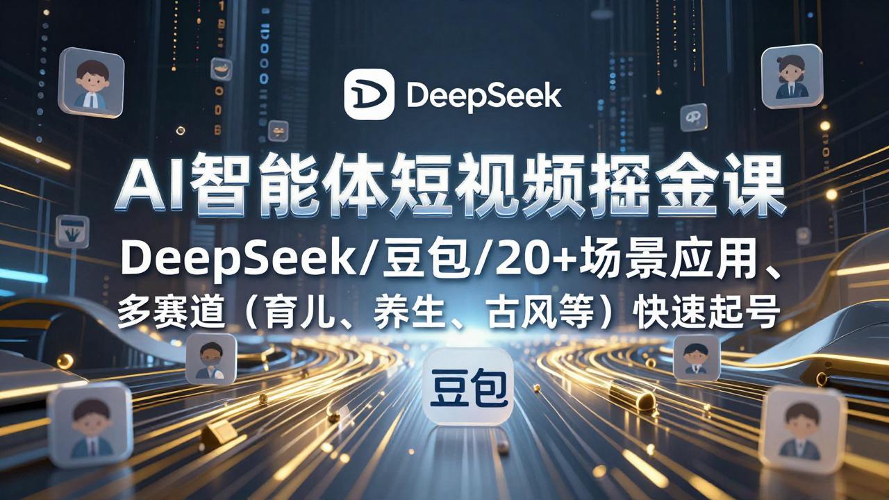 （17365期）AI智能体短视频掘金课，DeepSeek/豆包/20+场景应用、多赛道（育儿、养生、古风等）快速起号-赛德副业库