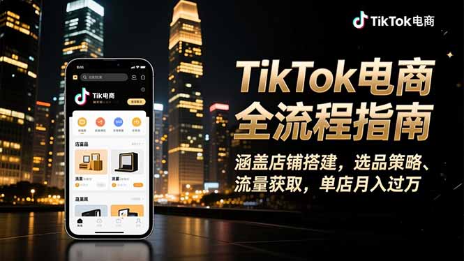 （16524期）TikTok电商全流程指南，涵盖店铺搭建、选品策略、流量获取，单店月入过万-赛德副业库