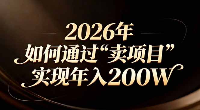(17309期)站在2026年的十字路口:一个普通人如何通过卖项目实现年入200万-赛德副业库