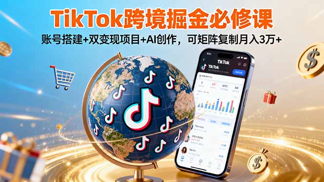 （16003期）TikTo跨境掘金必修课，账号搭建+双变现项目+AI创作，可矩阵复制月入3万+-赛德副业库