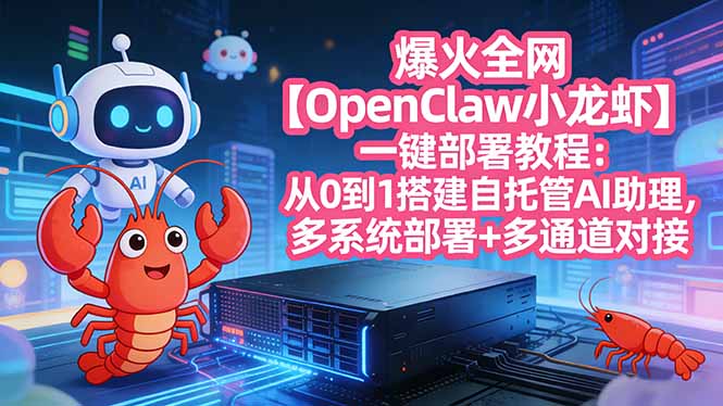 (17612期)爆火全网【OpenClaw 小龙虾】一键部署教程:从0到1搭建自托管AI助理,多系统部署+多通道对接-赛德副业库