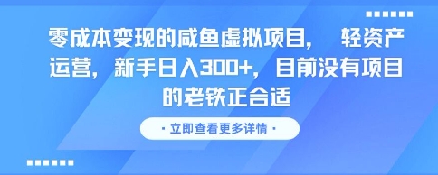 零成本变现的咸鱼虚拟项目, 轻资产运营,新手日入3张+,目前没有项目的老铁正合适-赛德副业库