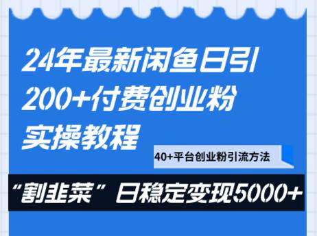 24年最新闲鱼日引200+付费创业粉，割韭菜每天5000+收益实操教程！-赛德副业库