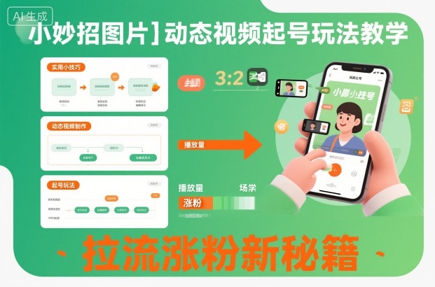 小妙招图片＋动态视频起号玩法教学，拉流涨粉新秘籍-赛德副业库