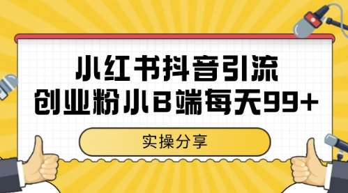 小红书抖音创业粉，小B端粉自热，日引99+的一个玩法【揭秘】-赛德副业库