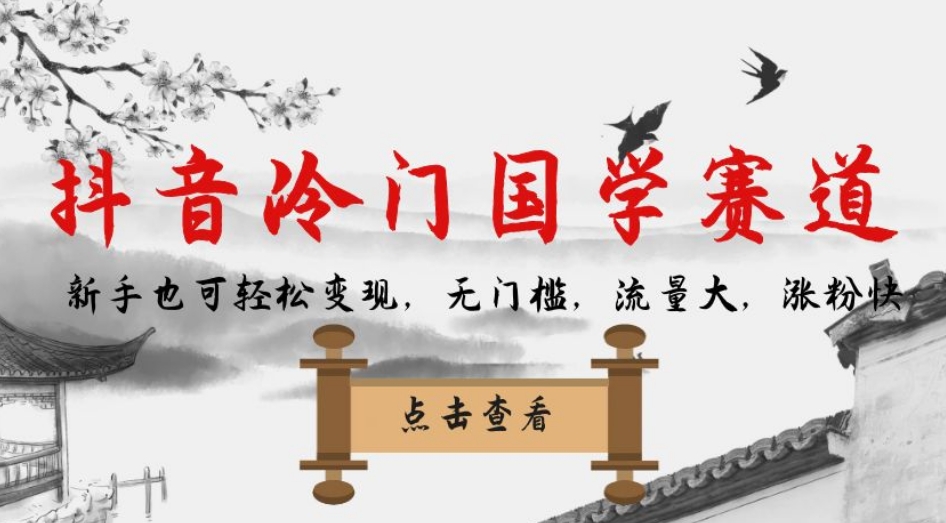 抖音冷门国学赛道，新手也可轻松变现，无门槛，流量大，涨粉快-赛德副业库