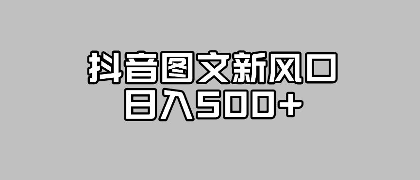 抖音图文最新风口，流量扶持非常高，日入500+【揭秘】-赛德副业库
