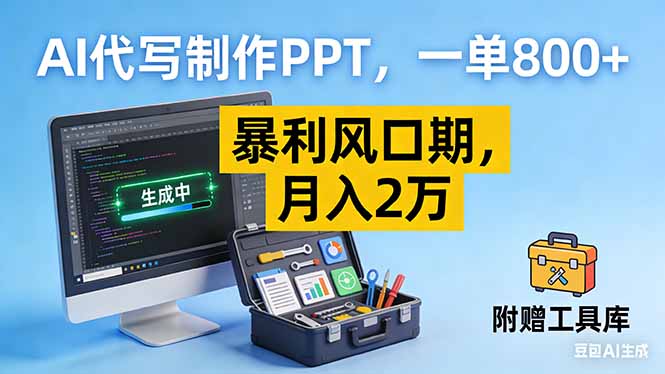 (16967期)AI代写制作PPT,一单800+, 暴利风口期,月入2万【附工具】-赛德副业库