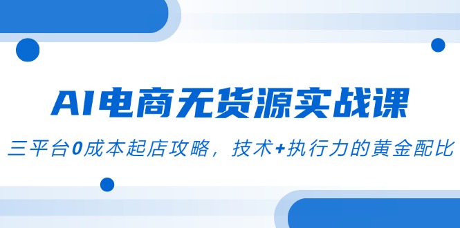 (14982期)AI电商无货源实战课,三平台0成本起店攻略,技术+执行力的黄金配比-赛德副业库