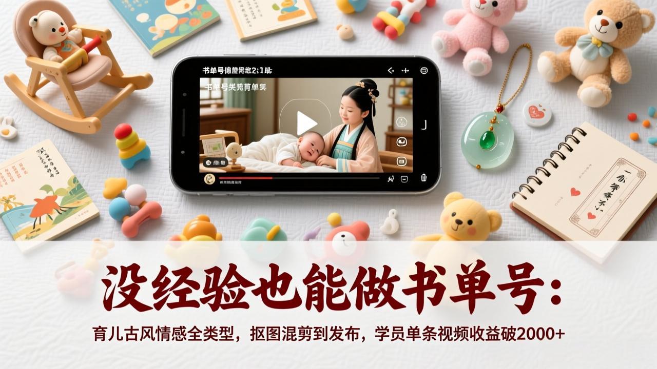 (17389期)没经验也能做书单号:育儿古风情感全类型,抠图混剪到发布,学员单条视频收益破2000+-赛德副业库