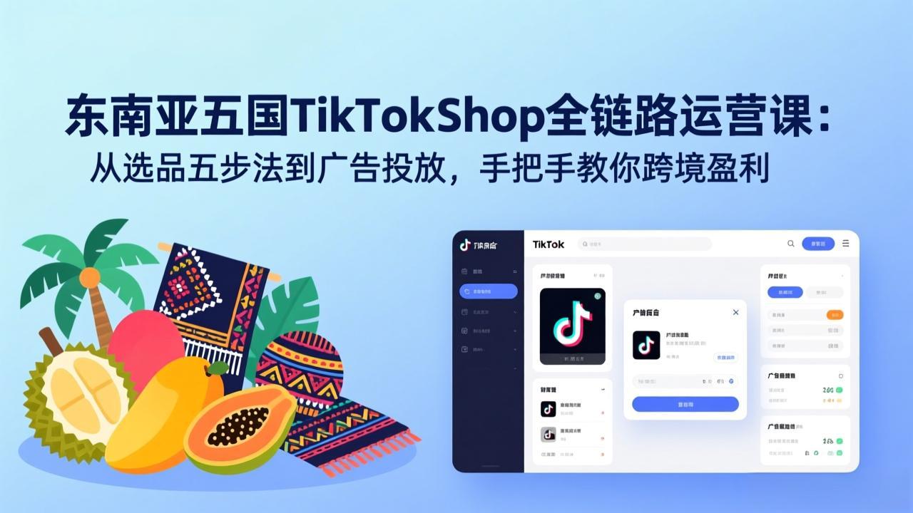 （17511期）东南亚五国TikTok Shop全链路运营课：从选品五步法到广告投放，手把手教你跨境盈利-赛德副业库