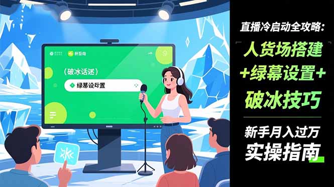 （16605期）直播冷启动全攻略:人货场搭建+绿幕设置+破冰技巧，新手月入过万实操指南-赛德副业库