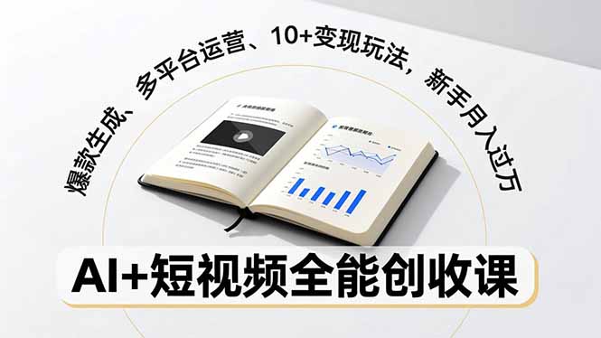 （16773期）AI+短视频全能创收课，爆款生成、多平台运营、10+变现玩法，新手月入过万-赛德副业库