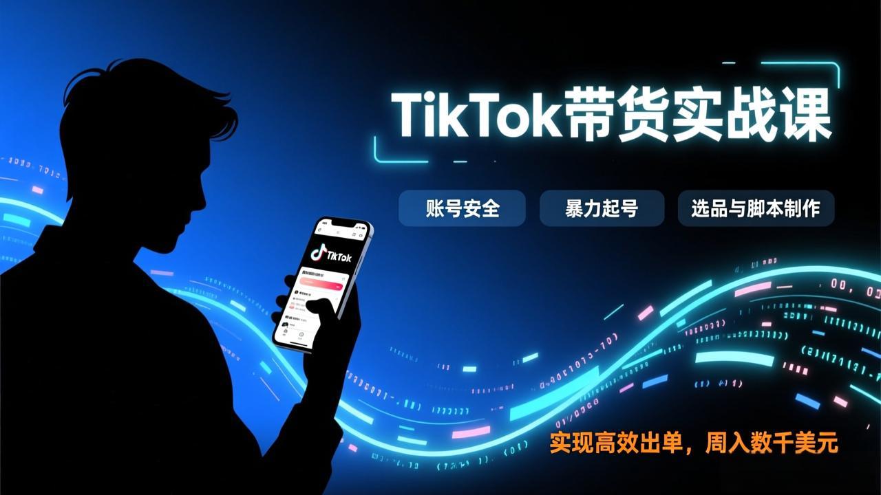 （17278期）TikTok带货实战课，涵盖账号安全、暴力起号、选品与脚本制作，实现高效出单，周入数千美元-赛德副业库
