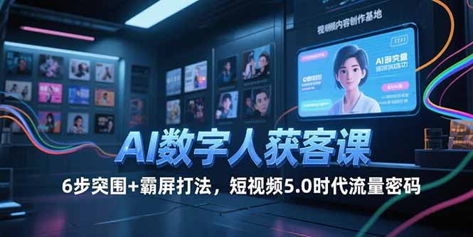 （15247期）AI数字人获客课，6步突围+霸屏打法，短视频5.0时代流量密码-赛德副业库