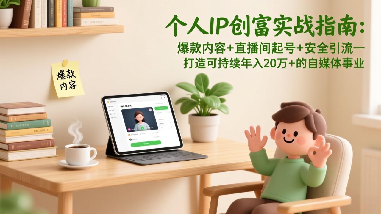 （17217期）个人IP创富实战指南：爆款内容+直播间起号+安全引流，打造可持续年入20万+的自媒体事业-赛德副业库