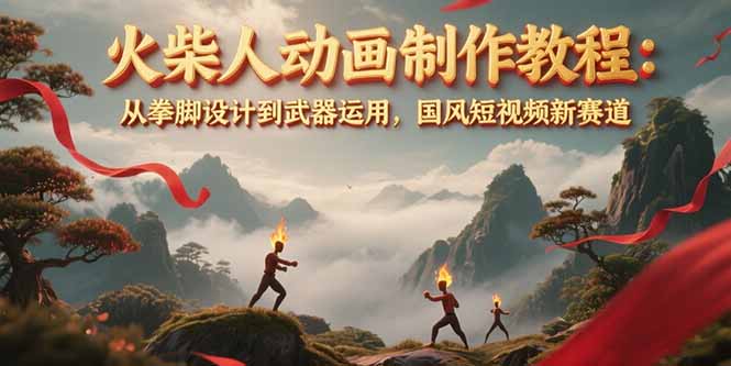 （15171期）火柴人动画制作教程：从拳脚设计到武器运用，国风短视频新赛道-赛德副业库