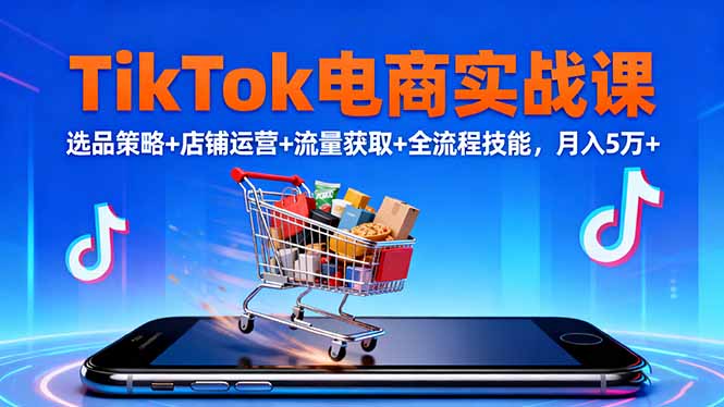 （16422期）TikTok电商实战课10月，选品策略+店铺运营+流量获取+全流程技能，月入5万+-赛德副业库