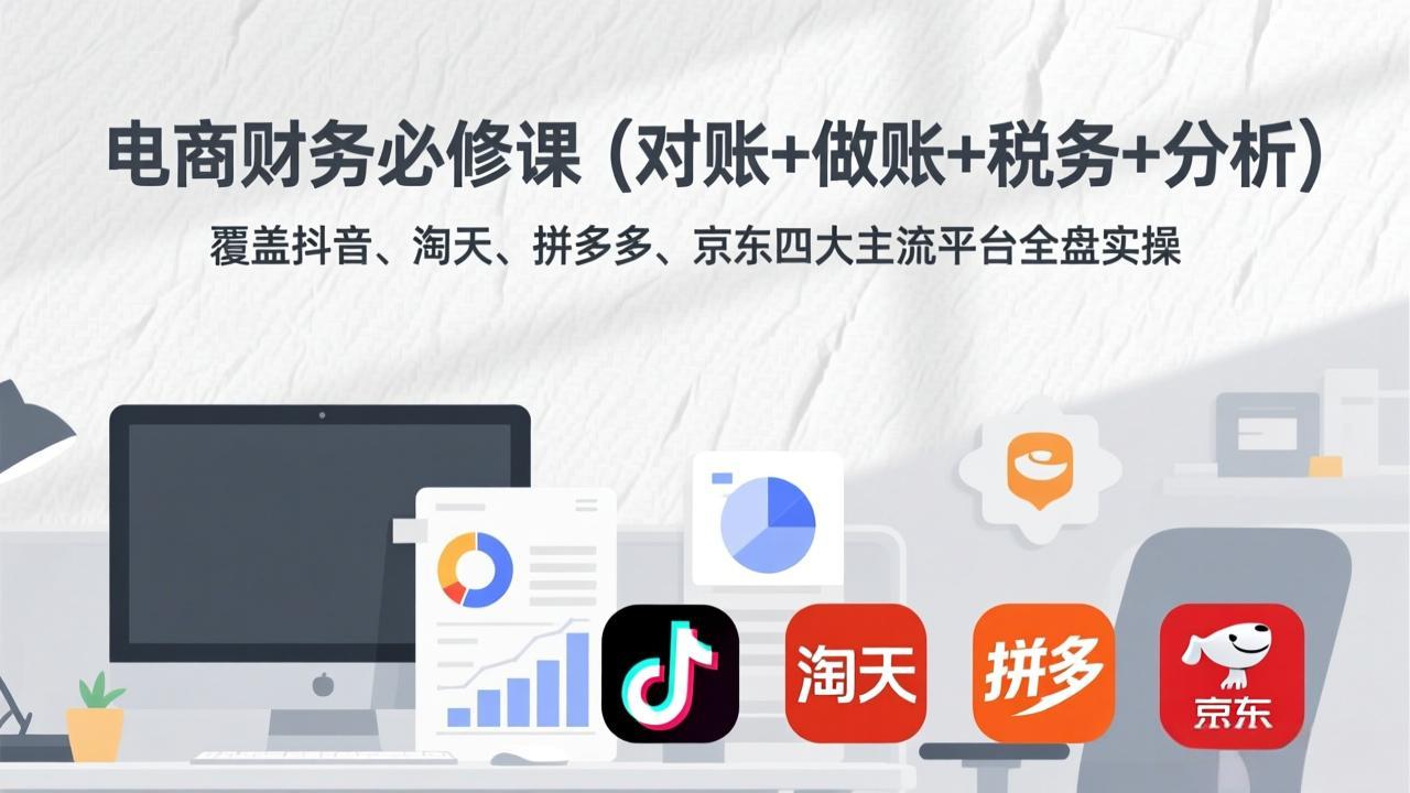 （17390期）电商财务必修课（对账+做账+税务+分析）覆盖抖音、淘天、拼多多、京东四大主流平台全盘实操-赛德副业库