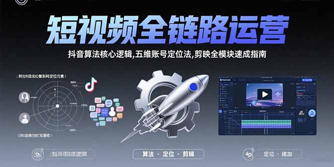 （15580期）短视频全链路运营：抖音算法核心逻辑,五维账号定位法,剪映全模块速成指南-赛德副业库