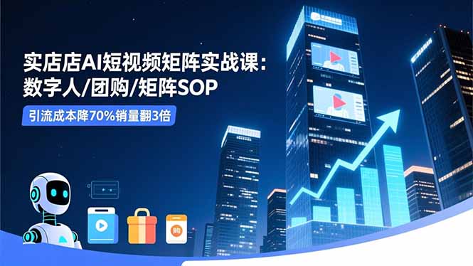 （16539期）实体店AI短视频矩阵实战课：数字人/团购/矩阵SOP，引流成本降70%销量翻3倍-赛德副业库