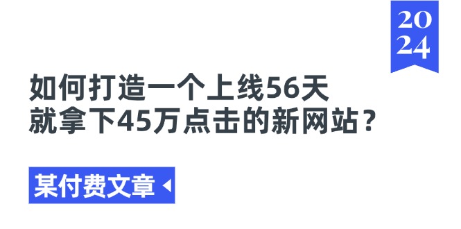 (11420期)某付费文章《如何打造一个上线56天就拿下45万点击的新网站?》-赛德副业库