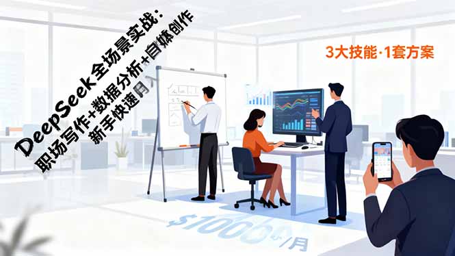 (16418期)DeepSeek全场景实战:职场写作+数据分析+自媒体创作,新手快速月入过万-赛德副业库