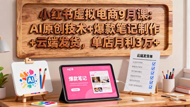（16287期）小红书虚拟电商9月课：AI原创技术+爆款笔记制作+云端发货，单店月利3万+-赛德副业库