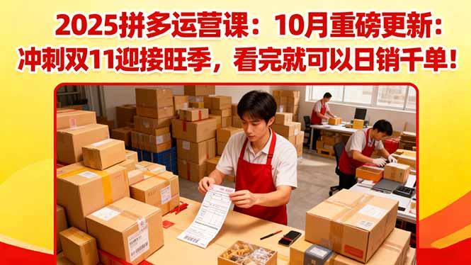 (16400期)2025拼多多运营课:10月重磅更新:冲刺双11迎接旺季,看完就可以日销千单-赛德副业库