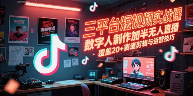 （15265期）三平台短视频实战课，数字人制作加半无人直播，覆盖20+赛道剪辑与运营技巧-赛德副业库