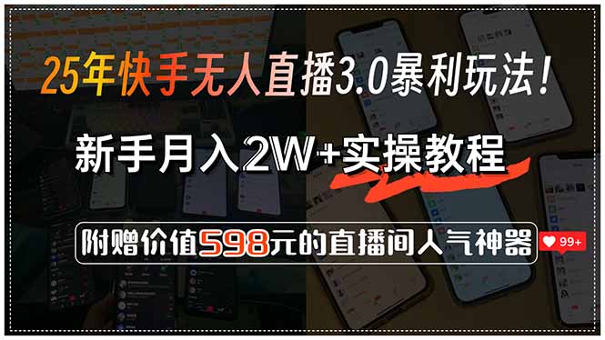 （15335期）25年快手无人直播3.0暴利玩法！，新手月入2W+实操教程，附赠价值598元…-赛德副业库