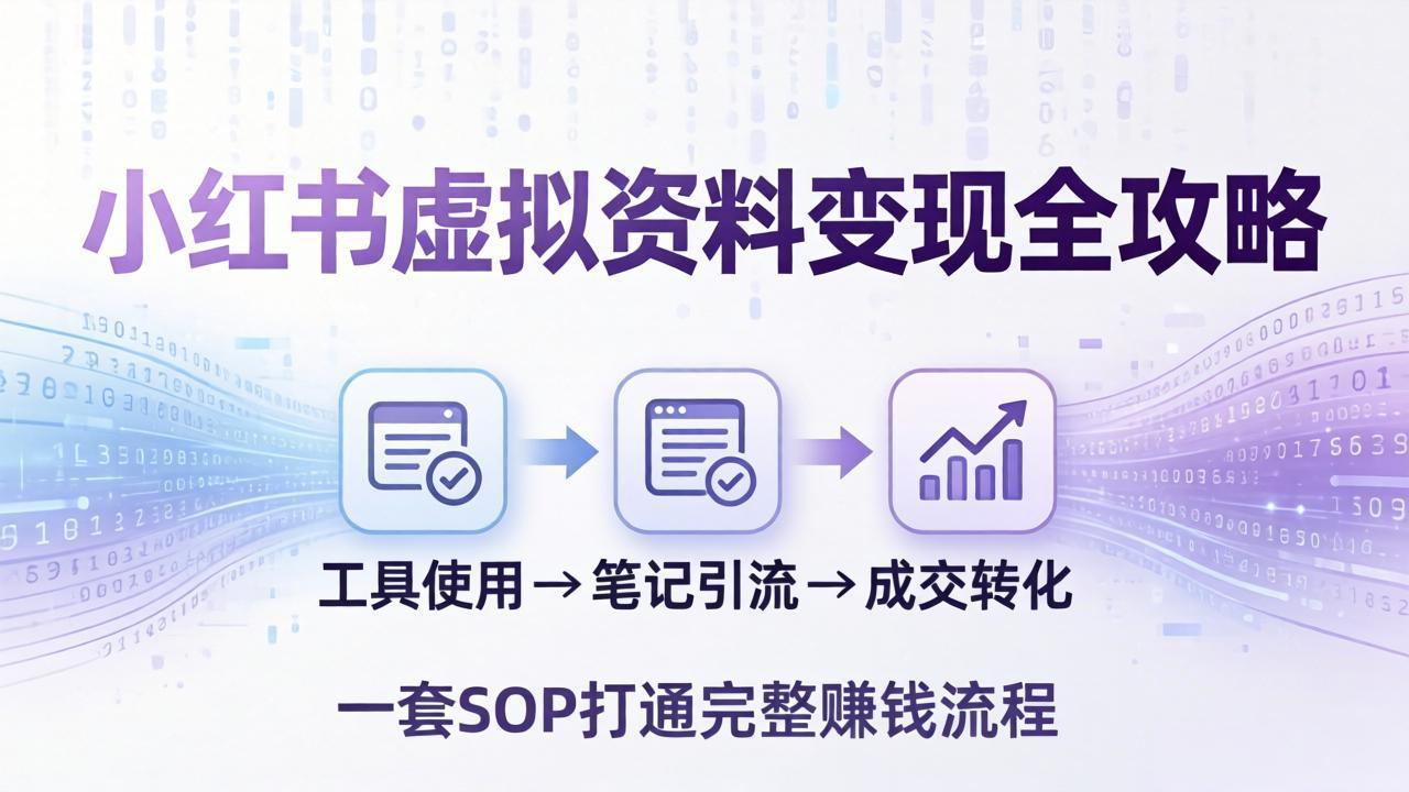 （17801期）小红书虚拟资料变现全攻略：从工具使用到笔记引流成交，一套 SOP 打通完整赚钱流程-赛德副业库
