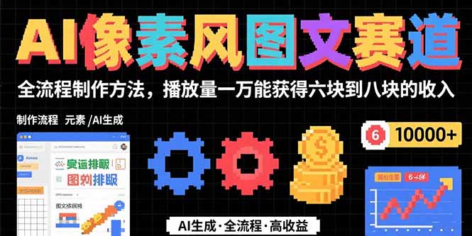 （15572期）AI像素风图文赛道：全流程制作方法，播放量一万能获得6块到8块的收入-赛德副业库