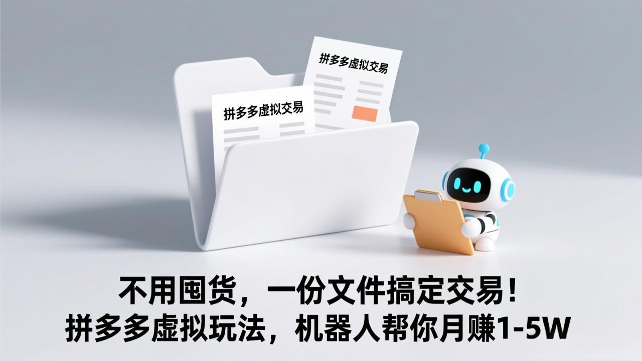(17265期)不用囤货,一份文件搞定交易!拼多多虚拟玩法,机器人帮你月赚 1-5W-赛德副业库