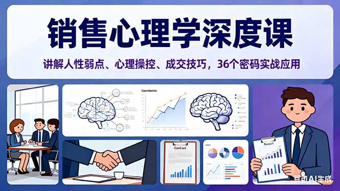 （16456期）销售心理学深度课，讲解人性弱点、心理操控、成交技巧，36个密码实战应用-赛德副业库