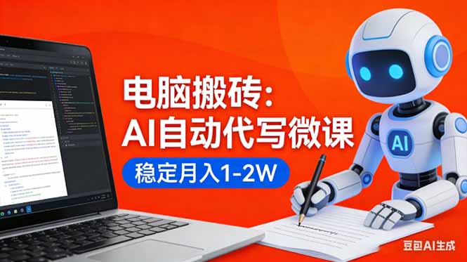 （17582期）电脑搬砖：AI自动代写微课，稳定月入1-2W，提供接单渠道，0门槛小白可做！-赛德副业库