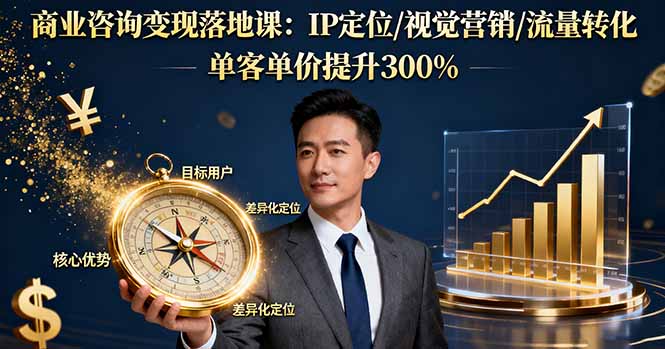 （16249期）商业咨询变现落地课：IP定位/视觉营销/流量转化，单客单价提升300%-赛德副业库