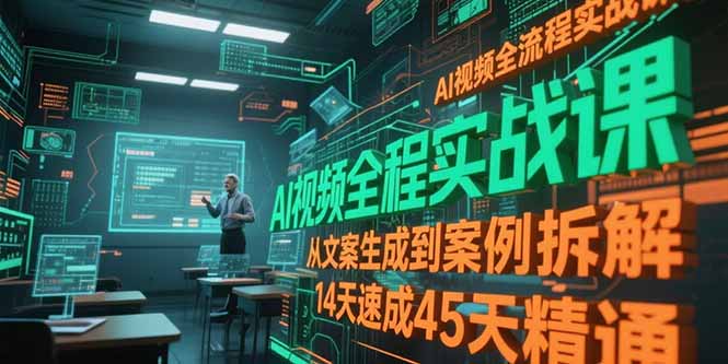（15172期）AI视频全流程实战课，从文案生成到案例拆解，14天速成45天精通-赛德副业库