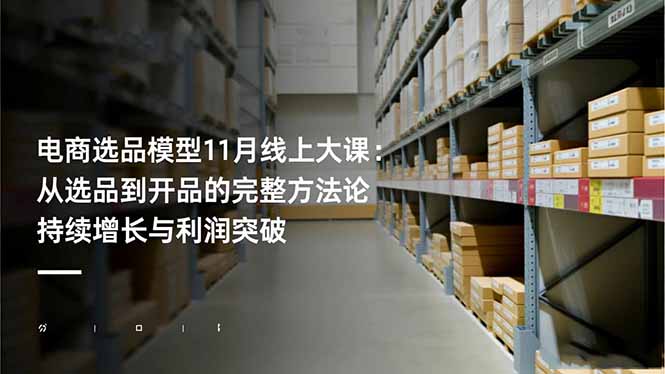 （16580期）电商选品模型11月线上大课：从选品到开品的完整方法论 持续增长与利润突破-赛德副业库